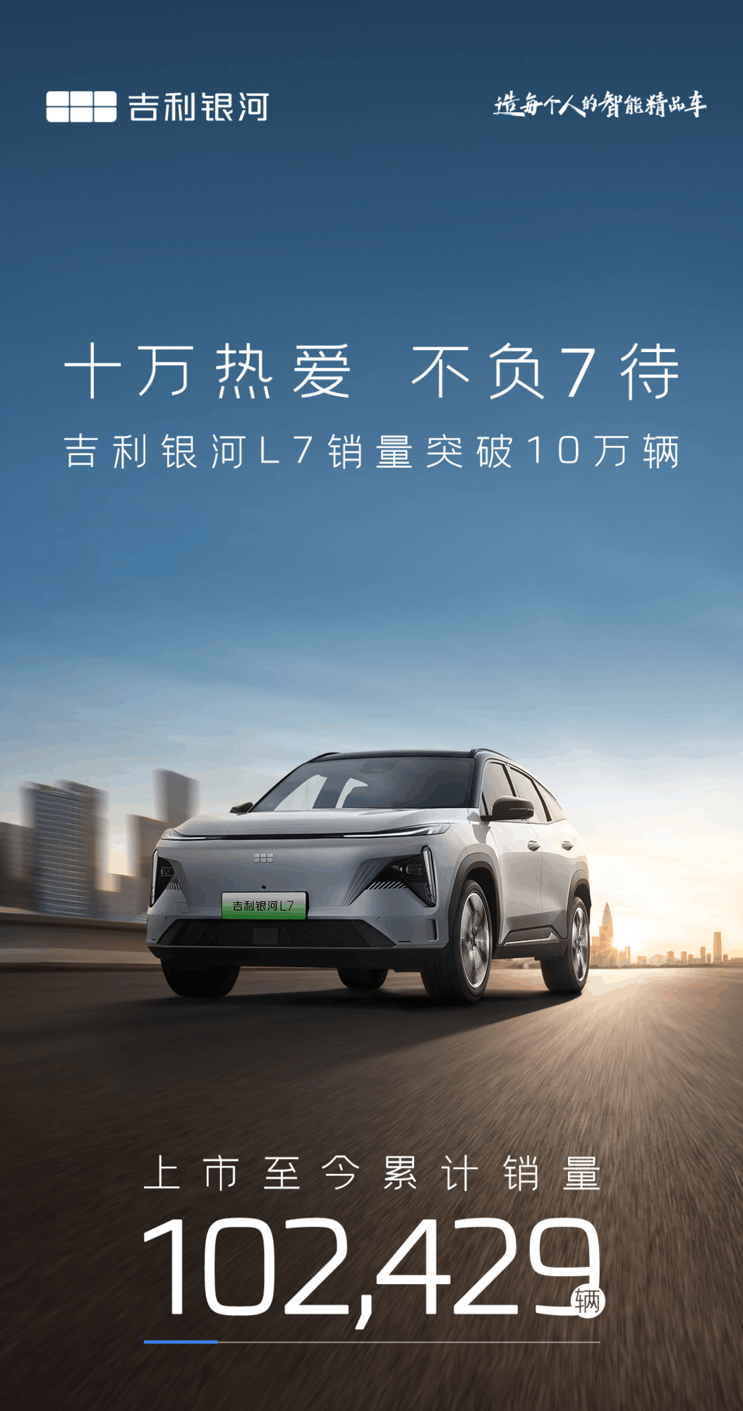 上市 13 个月，吉利银河 L7 电混 SUV 累计销量突破 10 万辆